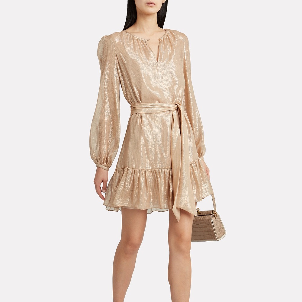 Intermix Margot Metallic Striped Georgette Dress